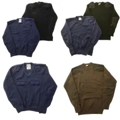 古着卸 まとめ売り 実物・民間MIX コマンドセーター MIX ミリタリー 6枚セット (メンズ ) Ｖネック エポレット 中古 古着 NC7818