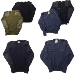 古着卸 まとめ売り 実物・民間MIX コマンドセーター MIX ミリタリー 6枚セット (メンズ ) エポレット ネイビー 中古 古着 NC7817