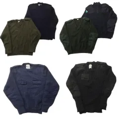 古着卸 まとめ売り 実物・民間MIX コマンドセーター ミリタリー 6枚セット (メンズ ) Ｖネック ハーフジップ 中古 古着 NC7815