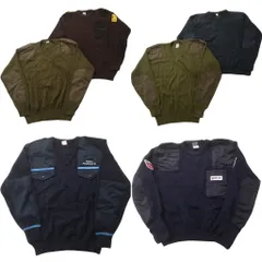 古着卸 まとめ売り 実物・民間MIX コマンドセーター MIX ミリタリー 6枚セット (メンズ ) Ｖネック フラップ ライン 中古 古着 NC7809