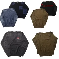 古着卸 まとめ売り 実物・民間MIX コマンドセーター MIX ミリタリー 6枚セット (メンズ ) ライン クルーネック 中古 古着 NC7803