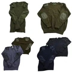 古着卸 まとめ売り 実物・民間MIX コマンドセーター MIX ミリタリー 6枚セット (メンズ ) エポレット ネイビー 中古 古着 NC7839