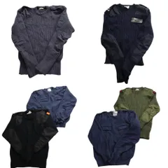 古着卸 まとめ売り 実物・民間MIX コマンドセーター MIX ミリタリー 6枚セット (メンズ ) ブラック ネイビー エポレット 中古 古着 NC7838