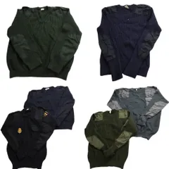 古着卸 まとめ売り 実物・民間MIX コマンドセーター MIX ミリタリー 6枚セット (メンズ ) Vネック ブラック 胸ポケット 中古 古着 NC7837