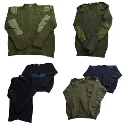 古着卸 まとめ売り 実物・民間MIX コマンドセーター MIX ミリタリー 6枚セット (メンズ ) ネイビー クルーネック 中古 古着 NC7831