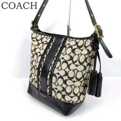美品 COACH コーチ ショルダーバッグ タッセル 斜めがけ シグネチャー ブラック 黒 レディース 25677 キャンバス×レザー レア