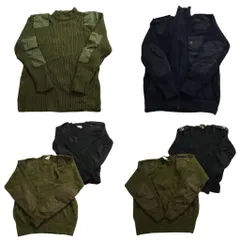 古着卸 まとめ売り 実物・民間MIX コマンドセーター MIX ミリタリー 6枚セット (メンズ ) フルジップ Vネック ブラック 中古 古着 NC7828