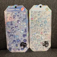 ボンボンドロップシール　BONBON DROP シール 2枚セット シャーベット みずいろボンボン ＆ よるねこボンボン 正規品 ぷっくり 立体 キラキラ