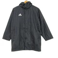 アディダス ナイロンジャケット ベンチコート ウインドブレーカー 中綿 アウター 黒 キッズ 男の子用 150サイズ ブラック adidas 【中古】