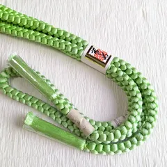 振袖用★帯締め 蛍光グリーン 丸組 正絹 未使用 Mサイズ 成人式　051