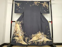 平和屋着物●江戸友禅　小倉貞右　訪問着　駒刺繍　花丸文　金彩　正絹　逸品　AABG4984ck 平和屋着物○江戸友禅 小倉貞右 訪問着 駒刺繍 遠山吉祥花文 金彩 正絹
