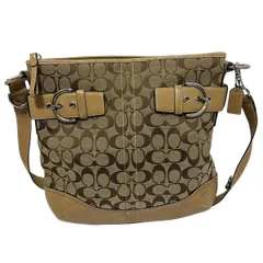 COACH(コーチ) ショルダーバッグ シグネチャー柄 3593 カーキ×ライトブラウン レザー
