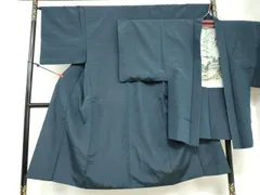 平和屋着物○男性 お召 アンサンブル 褐返色 正絹 逸品 DAAZ7112ud