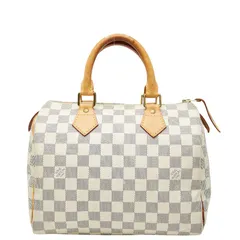 ルイ ヴィトン ダミエ アズール スピーディ25 ハンドバッグ ミニボストンバッグ N41371 ホワイト PVC レザー レディース LOUIS VUITTON【1-0242539】