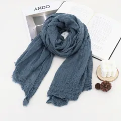 マフラー ウール コットン リネン レディース シンプル 無地 しわ エレガント 高級感 人気 ストール