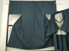 平和屋着物●男性　紬　アンサンブル　色無地　藍鉄色　正絹　逸品　AABD4328ck 平和屋着物○男性 紬 アンサンブル 色無地 藍鉄色 正絹 逸品