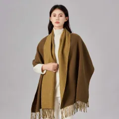 スカーフ マフラー ウール風 二色 秋冬 レディース メンズ 保温 肩掛け 軽奢