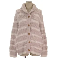 ジェラートピケ gelato pique ボーダー もこもこ カーディガン ルームウェア ピンク F