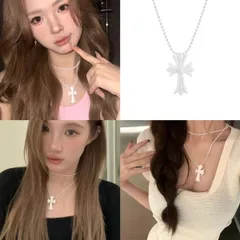 ホワイト 白 十字架 クロス ネックレス y2k 韓国ストリート