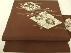 平和屋着物●九寸名古屋帯　作家物　伊勢型染　松皮菱花文　鬼しぼ縮緬　正絹　逸品　DAAX8411du