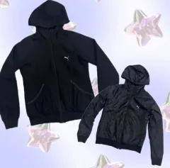 プーマ リバーシブル ラブリー ストリート 反転 ブラック スポーティー ウィンドブレーカー フードジップアップ