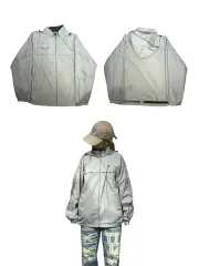 チャンピオン ライトグレー オーバーサイズ フード ウィンドブレーカー ジャケット L