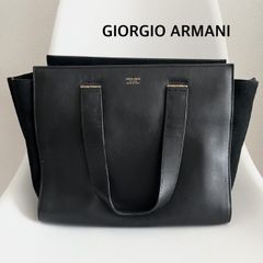 な*や様 GIORGIO ARMANI レザー ハンドバッグ ブラック - メルカリ