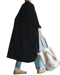 春 長袖 サイドスリットスタンドカラーシャツワンピースロングワンピース レディース 夏 ロング丈 チュニック シャツワンピース 秋 ワンピース [KKAERDIYA]