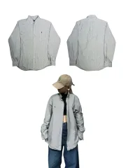 ポロ ラルフローレン グレー ストライプ クラシック フィット シャツ