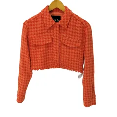 ザラ ZARA ポリエステル コットン 千鳥格子 ジャケット レディース JPN：XS 