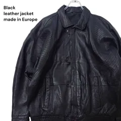 【ユーロ古着】レザージャケット ブラック 黒 短丈 ショート丈 ブルゾン ユーロヴィンテージ leather jacket euro vintage 本革 ヨーロッパ古着