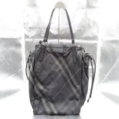 バーバリー BURBERRY ノバチェック バーバリーチェック トートバッグ ブラック グレー ナイロン レザー