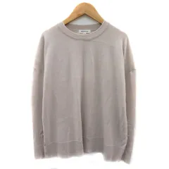 ナチュラルビューティーベーシック NATURAL BEAUTY BASIC ニット カットソー 長袖 ラウンドネック 無地 ウール混 オーバーサイズ M ライトパープル /YK28