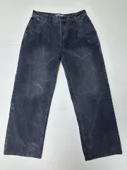 トーンズ コーデュロイ ピグメント ウォッシュ ワイド パンツ ブラック M