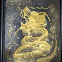 原画 「満ちる月、滝に遊ぶ白龍」 開運絵画 龍神 龍 龍ノツカイ - メルカリ