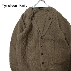 【80～90s】SIGI SCHEIBER チロリアンニット オーストリア製 テーラードジャケット ケーブル編み ユーロヴィンテージ ヨーロッパ古着 カーキ 80年代 90年代