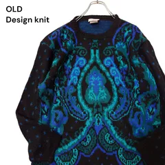 【USA製】デザインニット 総柄 レディース古着 レトロ アメリカ製 ブラック アクリルセーター ヴィンテージ