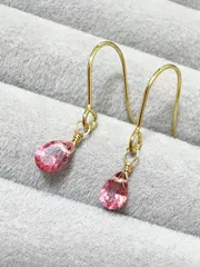 宝石質ピンクトパーズAAA ピアス　サージカルステンレス　天然石