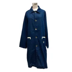 デッサン Dessin デニムコート アウター コットン ロゴ刺繍 ロング丈 長袖 3 青 インディゴブルー