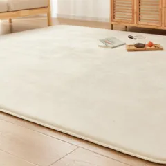 アイボリー 200×250cm こたつ敷きマット おしゃれ 北欧 冬用 床暖房ホットカーペット対応 ふわっと手触り高反発 低ホルム 防ダニ 防臭 抗菌 滑り止め付 防音 ラグマット 厚手 約3畳 極厚25mm ラグ カーペット Ingeroom VKのサムネイル