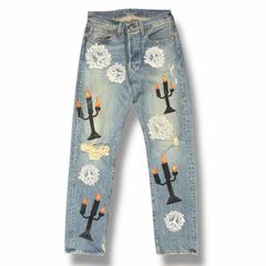 FAF(Fake As Flowers) CAMO AGED DENIM PANTS カモエイジドデニム