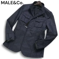 【新品 未使用】 MALE&Co. タカキュー 通年 ストライプ スタンドカラー ジャケット Sz.M メンズ 紺 ネイビー