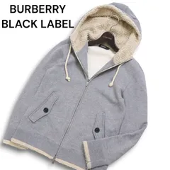 BURBERRY BLACK LABEL バーバリー ブラックレーベル 秋冬 ホース刺繍 裏ボア★ 裏起毛 スウェット パーカー Sz.2　メンズ