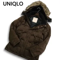 Y2K 00s★ UNIQLO ユニクロ 秋冬 ファー★ フード プレミアム ダウン ジャケット コート Sz.L　メンズ