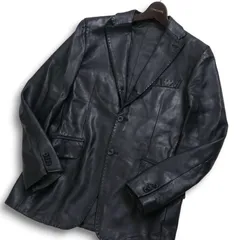 abx エービーエックス BLACK LABEL 秋冬 羊革★ ラム レザー テーラード ジャケット Sz.2　メンズ 黒のサムネイル