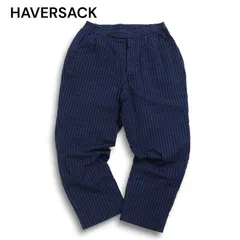 HAVERSACK ハバーサック ATTIRE 春夏 シアサッカー★ ストライプ イージー パンツ Sz.S メンズ ネイビー 日本製のサムネイル