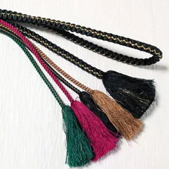 振袖用★帯締め シンプル 黒 ミックスカラー 成人式 丸組 正絹 振袖 飾り帯締め 053