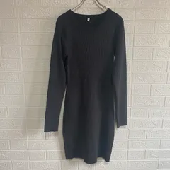 coca コカ 36-240518005-11 ロングスリーブ リブ ニット ワンピース 長袖 トップス ブラック【中古】 レディース