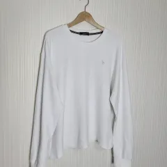 110_HAZZYS へジス ファーピザ刺繍 長袖Tシャツ 白 コットン