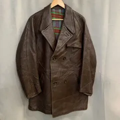60s~ ビンテージ France フランス GVF IMPERCUIR GRAULHET ダブルブレスト Leather Coat レザー コート カーコート ユーロワー EURO French フレンチ No.I545のサムネイル